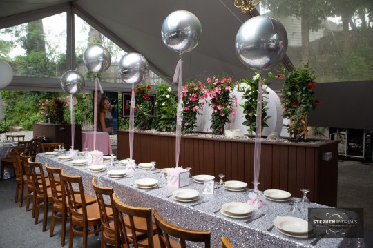 Orbz Balloon Scape Centerpieces for Outdoor Bat Mitzvah at 25 North