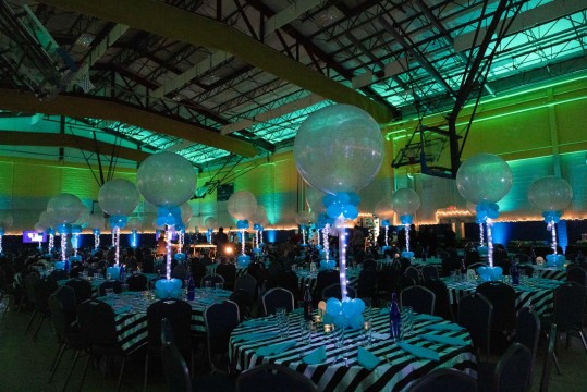 Tiffany & Silver Sparkle Balloon Centerpieces with Lights at the JCC, Rockland