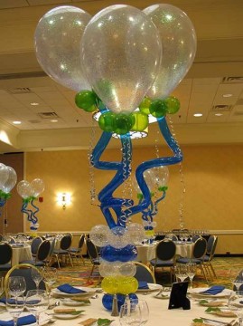 Blue & Lime Funky Balloon Centerpiece