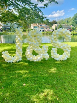Balloon Letters Sculpture for Backyard Engagement Party