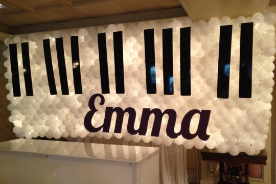 Piano Keyboard Balloon Sculpture with Custom Name