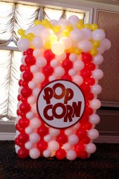 Popcorn Box Balloon Sculpture for Carnival Themed First Birthday