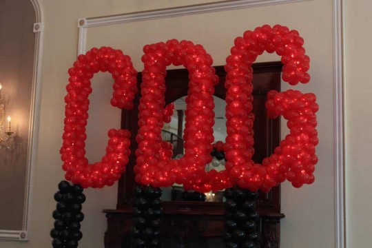Initials Balloon Sculpture on Balloon Stands with LED Lights