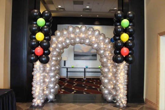 Balloon Tunnel with Traffic Light Balloon Sculptures for Car Themed Bar Mitzvah