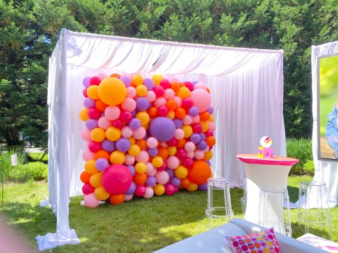 Organic Balloon Wall as Photo Op for Tent Outdoors Party Decor