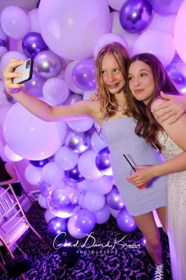 Purple LED Balloon Wall for Bat Mitzvah Photo Booth