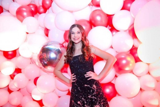 Rose Gold, White & Silver Organic Balloon Wall for Bat Mitzvah at the Wythe Hotel, NYC