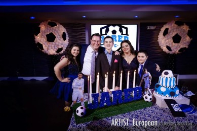 Soccer Themed Candle Lighting Display with Glittered Name