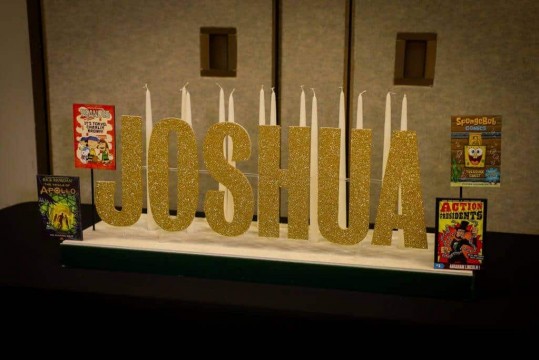 Book Themed Candle Lighting Display with Name & Book Cutouts