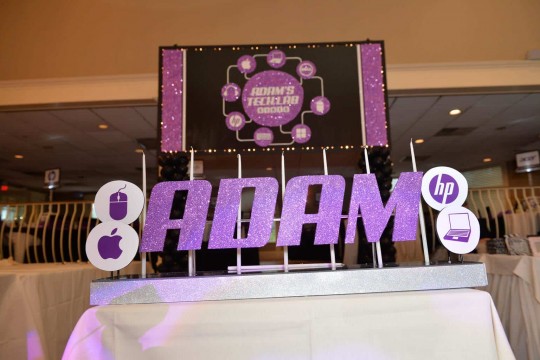 Technology Themed Candle Lighting Display with Cutout Name & Computer Graphics