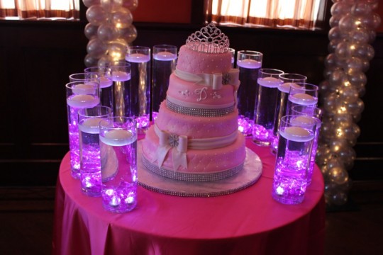Vases with Floating Candles & LED Lights for Sweet 16 Candle Lighting