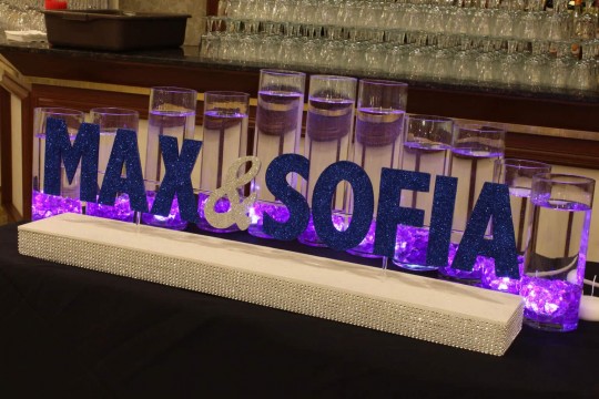 B'nai Mitzvah LED Candle Lighting Display with Double Name