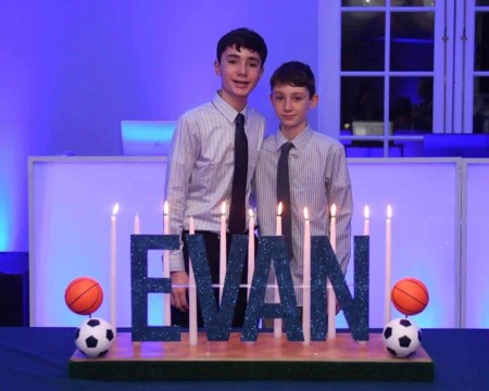 Sports Themed Candle Lighting Display with Glittered Name & Mini Soccer & Basketballs
