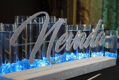 LED Candle Lighting Display with Glittered Name Display