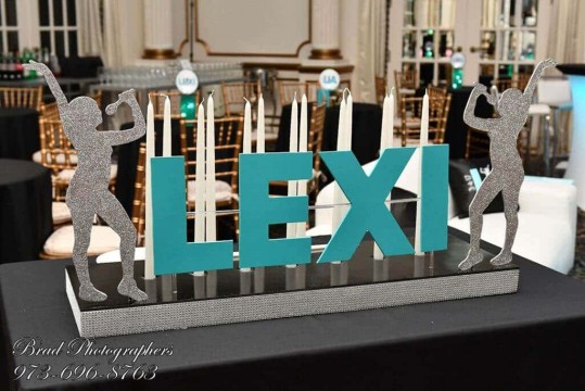 Music Themed Candle Lighting Centerpiece with Name & Glittered Silhouettes