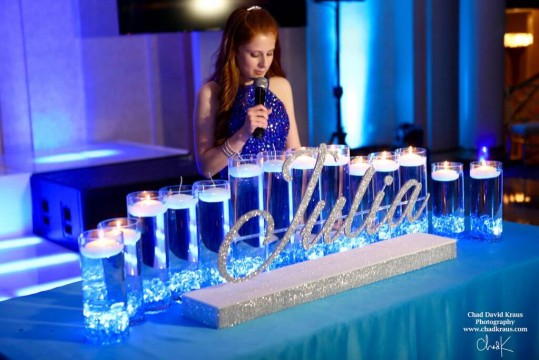 LED Candle Lighting Display with Glittered Name Display