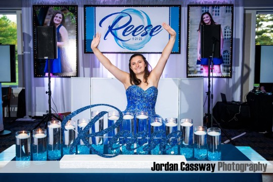Swim Themed Candle Lighting Display with Glitter Name & LED Cylinders