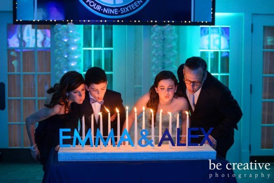 B'nai Mitzvah Candle Lighting Display with Double Name