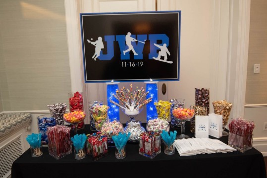Bar Mitzvah Candy Bar with Custom Logo Sign for Sports Themed Bar Mitzvah