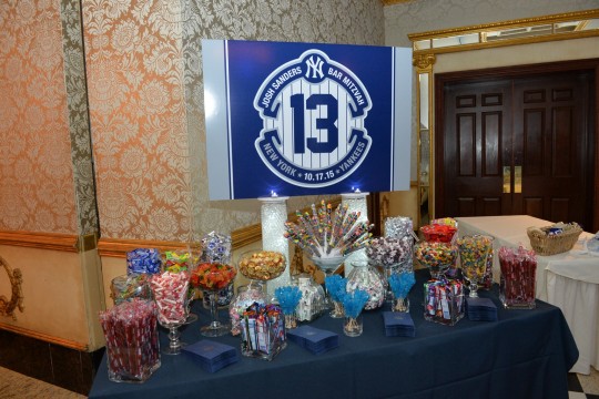 Yankees Themed Candy Bar Setup with Custom Sign & Candy Bags