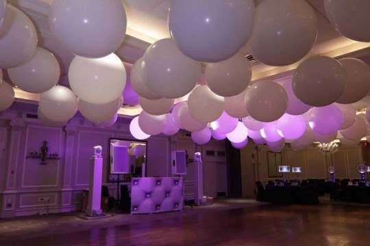Large White Ceiling Balloons over Dance Floor at The Westin, Morristown