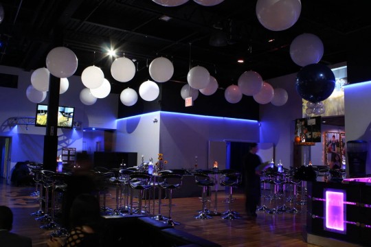 3' White Balloons on Ceiling at Club Infinity
