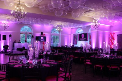 Clear Bubbles Balloons on Ceiling for Club Themed Bat Mitzvah