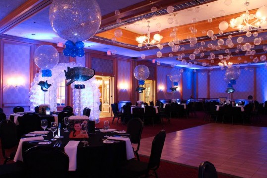 Clear Bubbles over Dance Floor for Shark Themed Bar Mitzvah at Dolce Norwalk