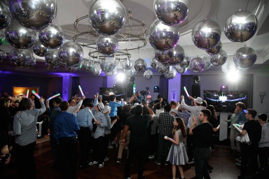 Silver Metallic Orbz Over Dance Floor at Rolling Hills Country Club
