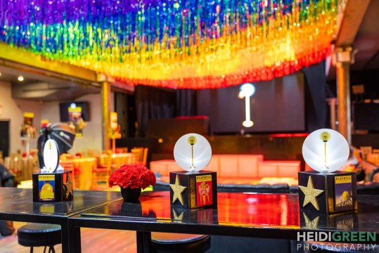 Rainbow Fringe Ceiling Treatment over Dance Floor at HK Hall