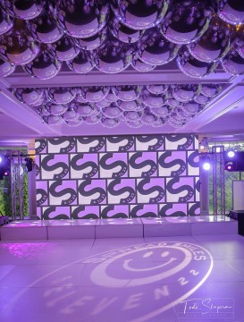 Silver Metallic Mirrored Orbz over Dance Floor at Scarsdale Golf Club
