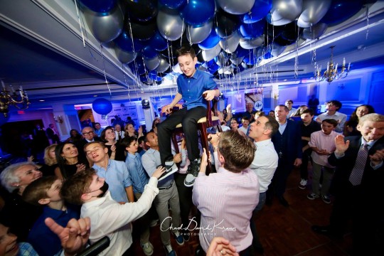 Loose Ceiling Balloons over Dance Floor for Bar Mitzvah at Scarsdale Golf Club