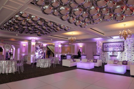 Silver Metallic Mirrored Orbz over Dance Floor at Scarsdale Golf Club