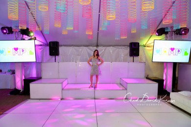 Fun & Colorful Slinky Ceiling Treatment Over Dance Floor for Tent Bat Mitzvah
