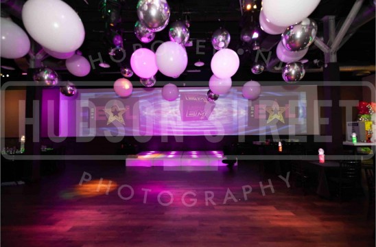 Silver & White Ceiling Balloons over Dance Floor at Vibe, NJ