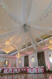 Silver Sparkle Organza Swagged over Dance Floor with Lights