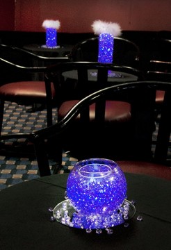 Aqua Gems with Votive Candle Cocktail Hour Centerpiece