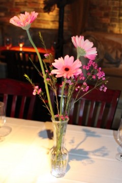 Pink Gerber Daisy Centerpieces for Cocktail Tables