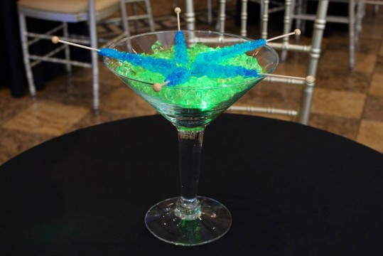 LED Rock Candy in Martini Glass Centerpiece for Cocktail Table