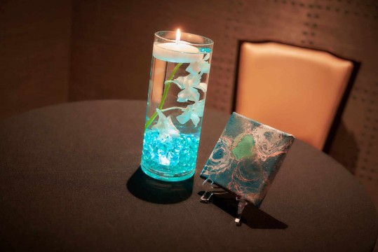 LED Orchid Centerpiece for Art Theme Bat Mitzvah Party