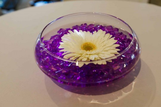Purple LED Gerber Daisy Centerpiece for Cocktail Hour