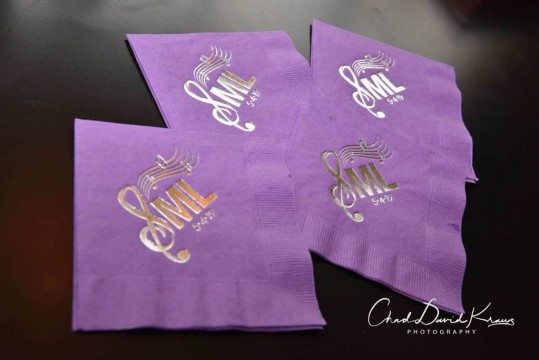 Custom Bat Mitzvah Napkins with Music Themed Foil Logo