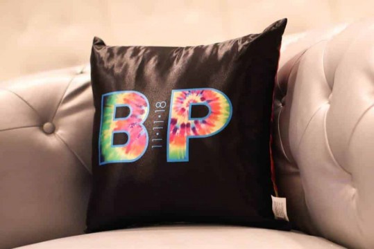 Tie Dye Themed Logo Pillow for Bat Mitzvah Lounge