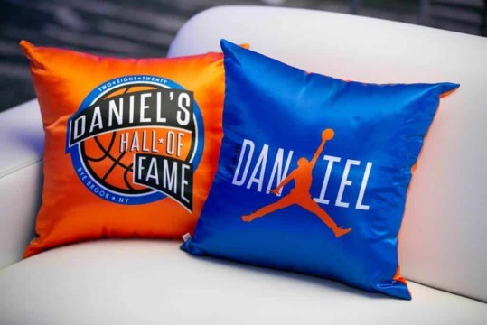 Custom Two-Toned Logo Pillows for Basketball Themed Bar Mitzvah