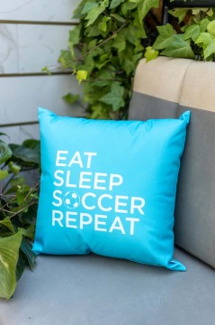 Custom Soccer Theme Pillows for Custom Lounge Setup