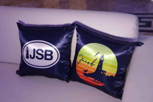 Custom Two Sided Logo Pillow for Lounge Decor