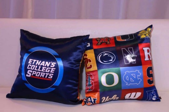 Sports Themed Pillows with Custom Logo & College Team Collage