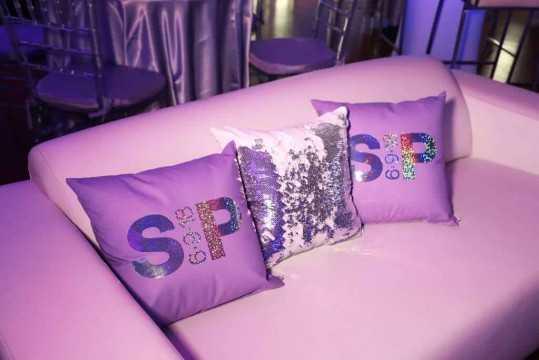 Lavender Pillows with Custom Holographic Logo