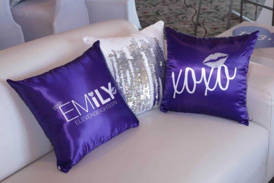 Bat Mitzvah Logo Pillows for Custom Lounge Setup