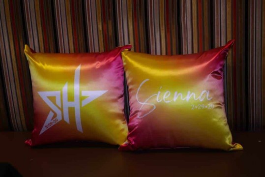 Custom Gradient Logo Pillows for Lounge Decor